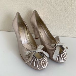 Metallic rose gold leather Maloles heels